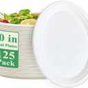Vplus 100% Compostable Oval Paper Plates 10 inch 125 Pack Super Strong Disposable Paper Plates Bagasse Natural Biodegradable Eco-Friendly Sugarcane for BBQ, Party, Gathering, and Picnic