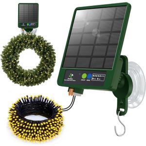 Solar Wreath Hangers for Front Door with 250 LED Lights, Compatible with Lighted Wreaths, Large Suction Cup Hook for Glass Window Outdoor Porch Decorations