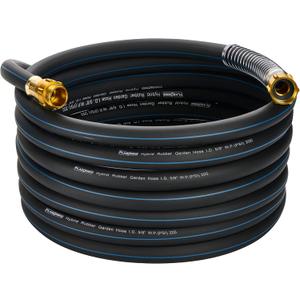 3/4 IN. 50FT. Heavy Duty Hybrid Rubber Garden Hose, High Flow 3/4" I.D. No Memory Durable Heavy Duty Water Hose for Watering, Irrigation, Water Transfer Pump