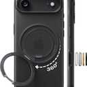 TORRAS 360 Magnetic Stand for iPhone Air Case, [Fit for MagSafe] [Military-Grade Protection] Translucent Slim Case for iPhone 17 Air, 2025, Obsidian Black, Ostand O3 Fitness Series