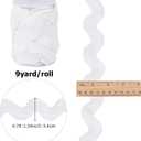 GORGECRAFT 0.78 inch-1.33 inch/20-34mm Wide Rick Rack Trim 9 Yards White Wave Bending Fringe Trim Braided Woven RIC Rac Ribbon Zig Zag Trim for DIY Sewing Crafts Wedding Dress Costumes Party