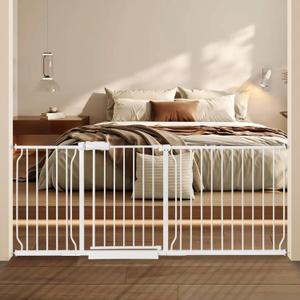 Extra Wide Baby Gate with Door Pressure Mounted 71.65-76.38 Inch,Child Baby Gates for Doorways No Drilling,Walk Through Dog Gate Indoor for The House Kitchen Stairs,White