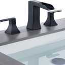 Black Waterfall Bathroom Faucet, Sanliv 3-Piece Widespread Bathroom Faucet for 3-Hole Sinks 4-8 inch, Modern 2-Handle Vanity Faucet with Pop-Up Drain, Matte Black