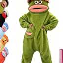 Big Mouth Monster Onesie for Adults, Funny Green Plush Fleece Pajamas — Halloween Cosplay Costume, Cozy Loungewear (Green, Extra Large)