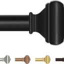 USFOOK Black Curtain Rod 32 to 58 Inch(2.6 to 4.8 ft) with Brackets, 7/8 Inch Splicing Single Curtain Rods for Windows 20 to 54 In, Adjustable Decorative Curtain Pole with Square Finials