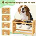 Elevated Dog Bowls, Adjustable Raised Dog Bowl Stand for Medium and Small Pet, 11" High Bamboo Pet Food Feeder with 2 Stainless Steel Dishes4 Heights
