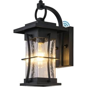 Outdoor Lighting Fixtures Wall Mount, 1-Light 15''H Dusk to Dawn Exterior Light for House Outdoor Wall Lantern with Clear Glass for Front Porch Patio Garage (15'' H with Photocell, 1 PC)