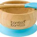 bamboo bamboo Suction Bowl for Baby Bamboo Baby Bowl and Spoon Set with Removable Silicone Suction Cup for Kids | 11.8oz | Non-Toxic | Cool to the Touch | Ideal for Baby-Led Weaning (Blue)