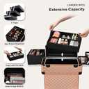 Stagiant Rolling Makeup Train Case Large Storage Cosmetic Trolley 4 Tray with Sliding Rail Removable Middle Layer with Key Swivel Wheels Salon Barber Case Traveling Cart Trunk