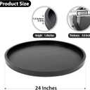 Round Ottoman Tray for Coffee Table Living Room Wood Serving Tray Large Wooden 24 Inches Black