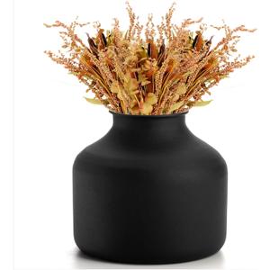 Goaste Metal Matte Flower Vase, Small Black Vases for Flower, 6.5 Inch Tall Iron Frosted Flower Arranging Vase for Table Centerpiece, Home, Shelf, Office, Garden Decor, Black