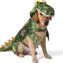 Large Dog Costume Halloween Dog Crocodile Costume Pets Winter Warm Coat Jumpsuits(M, Green)
