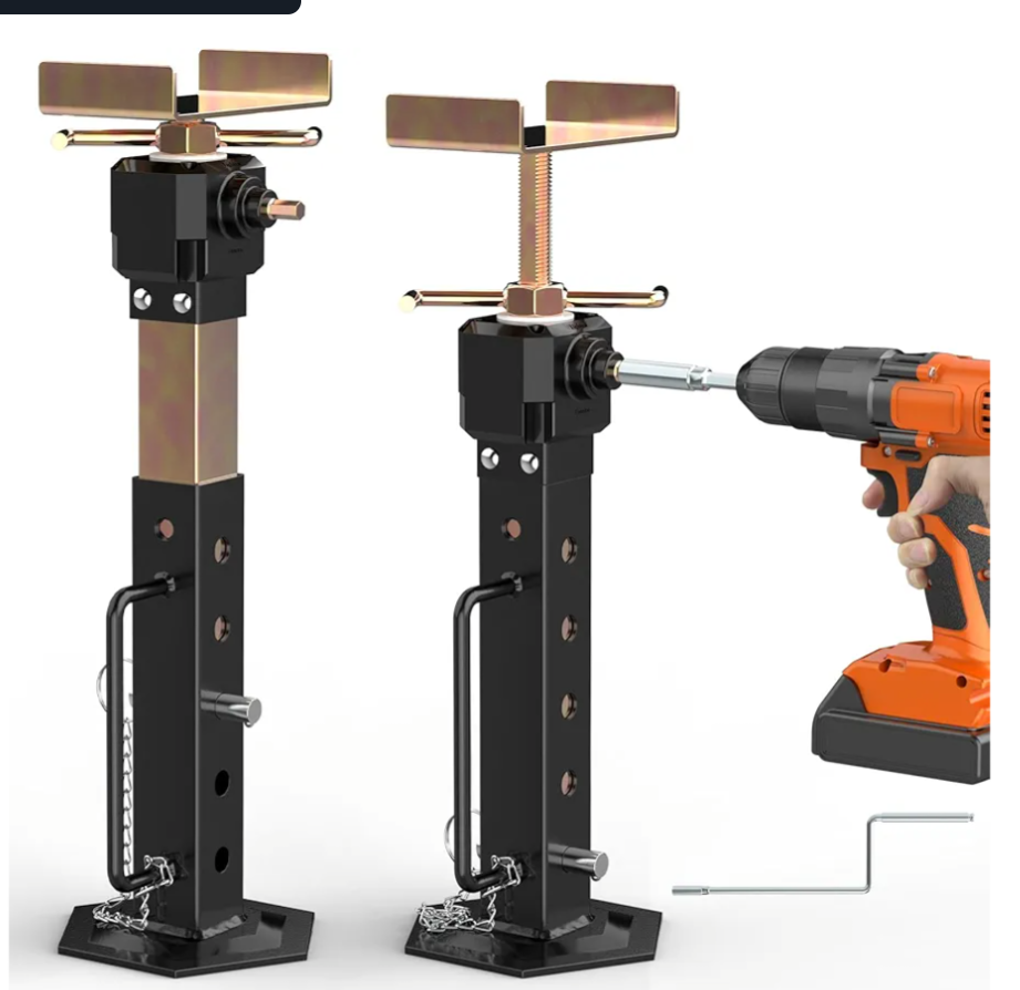 Camper Slide Out Support Jacks 2 PCS 13"-26" RV Slide Out Stabilizer Jacks(Electric Drill Adjust),Travel Stabilizer Jacks Stand, Supports Up to 5,000 lbs,Aluminum Gear Box