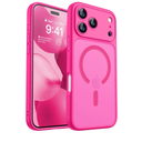CANSHN Magnetic Compatible with iPhone 17 Pro Max Case, Upgraded [Full Camera Protection] [Compatible with Magsafe] [Translucent Matte] Shockproof Protective Phone Cover 6.9 Inch - Hot Pink