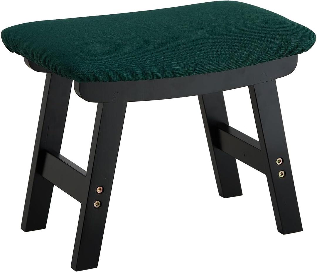 Foot Stool Ottoman Foot Rest Under Desk,Small Stool for Living Room, Bedroom and Kitchen (Black Legs - Green Stool Surface)