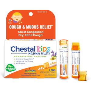 Boiron Chestal Kids Pellets for Cough and Mucus Relief, Nasal or Chest Congestion, and Sore Throat Relief - 2 Count (160 Pellets)