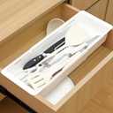 17.4-27.6" Large Sliding Drawer Bin, Expandable and Adjustable Expandable and Adjustable Kitchen Storage Organizer, Maximizes Drawer Space for Kitchen Bathroom Fridge Organizers and Storage
