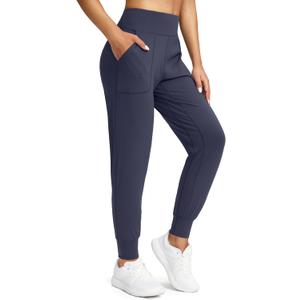 Soothfeel Women's Joggers with Zipper Pockets Petite/Regular/Tall High Waisted Athletic Workout Yoga Pants Joggers for Women (X-Large, Navy Blue)