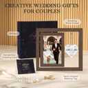 Wedding Gifts for Couples 2025, Engagement Gifts for Couples, Personalized Mr and Mrs Wedding Gift for Newlyweds, Bridal Shower Gift for Bride to Be, Rotating Floating Wedding Picture Frame 4x6 (brown)