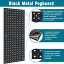 12 Pack 12-Inch X 24-Inch Metal Pegboard Wall Panels, Peg Boards for Garage Tool Storage (Black)