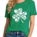 GONOSEED 6Size Shirt+Earrings St Patricks Day Shirt Women St Patricks Day Outfits for Women Shamrock Earrings Accessories (XL)