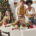 12 Pcs Plastic Christmas Tablecloth Rectangle Bulks, Disposable Beige Brown Green & Wine Red Party Tablecloth Xmas Table Cover for Picnic Birthday Christmas Party Supplies, 54x108 Inch