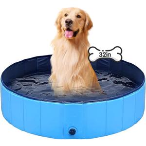 Dog Pool Foldable pet Pool Dog Swimming Pool pet Swimming Pool PVC Non-Slip for All Kinds of Pets (32x8in) (Blue)