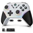 ISHAKO Wireless Gaming Controller with Hall Effect Joysticks&Triggers, 1200mAh Battery, 1000Hz Polling Rate, 4 Back Buttons, RGB Lighting Works with PC Windows/Mac/Steam/Luna/Tesla/Switch- White