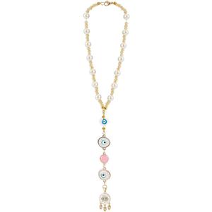Evil Eye Car Hanging Ornament Heart Evil Eye Rear View Mirror Car Charm Lanyards Beaded Decor Hanging Accessories Sun Catcher Pendent Decoration for Window Home Door Frame Balcony