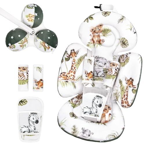 Sweetwavet Infant Insert Compatible with 4moms Mamaroo Swing and Infant Carseat, Including 3 Replacement Balls, Reversible Newborn Insert for Baby Swing, Stroller, Bouncer, Soft Fabric - Animals