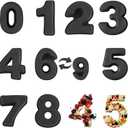 9 Pack Large Number Cake Pans, 3D Silicone Cake Pans 10 inch Number of 0-8, DIY Personalized Cake Pan for Birthday Wedding AnniversaryBlack