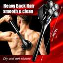 Back Shaver for Men, Rechargeable Electric Back Shaver with Long Handle, Waterproof Full Body Hair Trimmer&Groomer Kit with Replaceable Shaving Heads