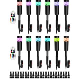 5W RGBW Low Voltage Landscape Pathway Lights with Connectors 12V Outdoor Color Changing Landscape Lighting LED Bollard Path Lights Wired Waterproof Walkway Light for Garden Yard (12 Pack) (RGB+Warm White)