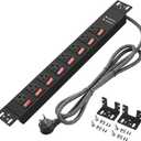 Rack Mount Power Strips,8 Outlet Strips with Individual Switches, PDU Power Strip for Server Racks, 14AWG Heavy-Duty Braided Extension Cord,15A 125V 1875W (10 FT Cable)
