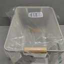 Basicwise Multipurpose Metal Mesh Basket w/Wooden Handle Storage Organizer for Kitchen Pantry Bathroom Cabinet Closet Countertop Fruit Holder Picnic Food and Beverages Carrier and Home Decor, Medium