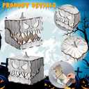 2 Pcs Halloween Table Decorations Indoor Haunted House Wooden Lighted Pumpkin Box Halloween Tiered Tray Decor Rustic Farmhouse Pumpkin Centerpieces for Home Shelf Desk Mantel Tabletop Party Decor