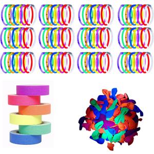 Ahyuan 100 Ultra Bright Glow Sticks Bulk and 100 Pcs UV Neon Balloons with 6 Colors Neon Gaffer Cloth Tape, UV Blacklight Glow in The Dark Tape Neon Party Supplies