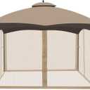 Ontheway Universal 10' x 12' Gazebo Replacement Mosquito Netting (Mosquito Net Only) (Light Brown)