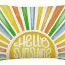 3 x AVOIN colorlife Hello Sunshine Summer Throw Pillow Cover, 12 x 20 Inch Yellow Blue Orange Cushion Case Decoration for Sofa Couch