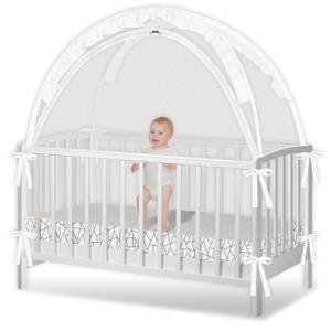 Crib Tent - Crib Net to Keep Baby in, Stop Baby from Climbing Out of Crib, Pop Up Crib Tent with Durable Breathable Net Double Zipper Strong Rods Installation Convenience (Black Line, Large)