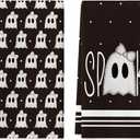 Artoid Mode Black Ghost Spooky Halloween Kitchen Towels Dish Towels, 18x26 Inch Bow Knot Decoration Hand Towels Set of 2
