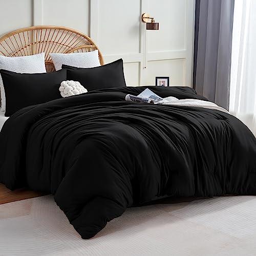 CozyLux King Size Comforter Set Black, 2Pieces cover pillow soft