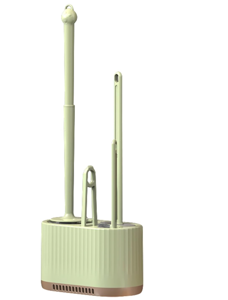 Basaza 4 in 1 Light Green Toilet Bowl Brush and Holder Set Silicone Toilet Brush Toilet Cleaner Brush for Bathroom Floor Standing or Wall Mounted Toilet Scrubber Without Drilling Green Stuff