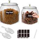2 Pack Airtight Dog Food Storage Container, 12lb/10L & 4.5lb/3.4L Dog Treat Container, BPA FREE Acrylic Canister with Scoops, Clamp, Labels, for Cat Dog Kibble Treats Storage, Keep Fresh