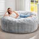 Hobestluk Bean Bag Chairs Giant Beanbag Chair with Filler, Memory Foam Bean Bags with Fluffy & Machine Washable Cover, Bean Bag Chairs for Aduts for Living Room, Bedroom (Grey, 5FT - 50 x 50 x 24)
