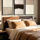 KUVIOKE Abstract Framed Wall Art Beige Gray 24x36in Black Framed, 24 x 36in x 3 Panels Black