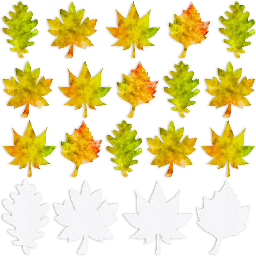 Watersay 100 Pcs Color Diffusing Paper Leaves Fall Color Diffusing Watercolor Crafts Maple Leaf for Fall Classroom Bulletin Board Decorations Autumn Arts and Crafts, 4 Styles