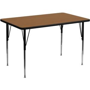 Flash Furniture 36''W x 72''L Rectangular Oak Thermal Laminate Activity Table - Standard Height Adjustable Legs