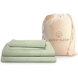 Good Sleep Bedding Queen Cotton Sheet Set - 4 Pc, 800 Thread Count Luxury Extra Deep Pocket Queen Sheets, Fits Mattress Upto 16", Soft & Breathable, Durable Queen Size Bed Sheets - Sage Green Sheets