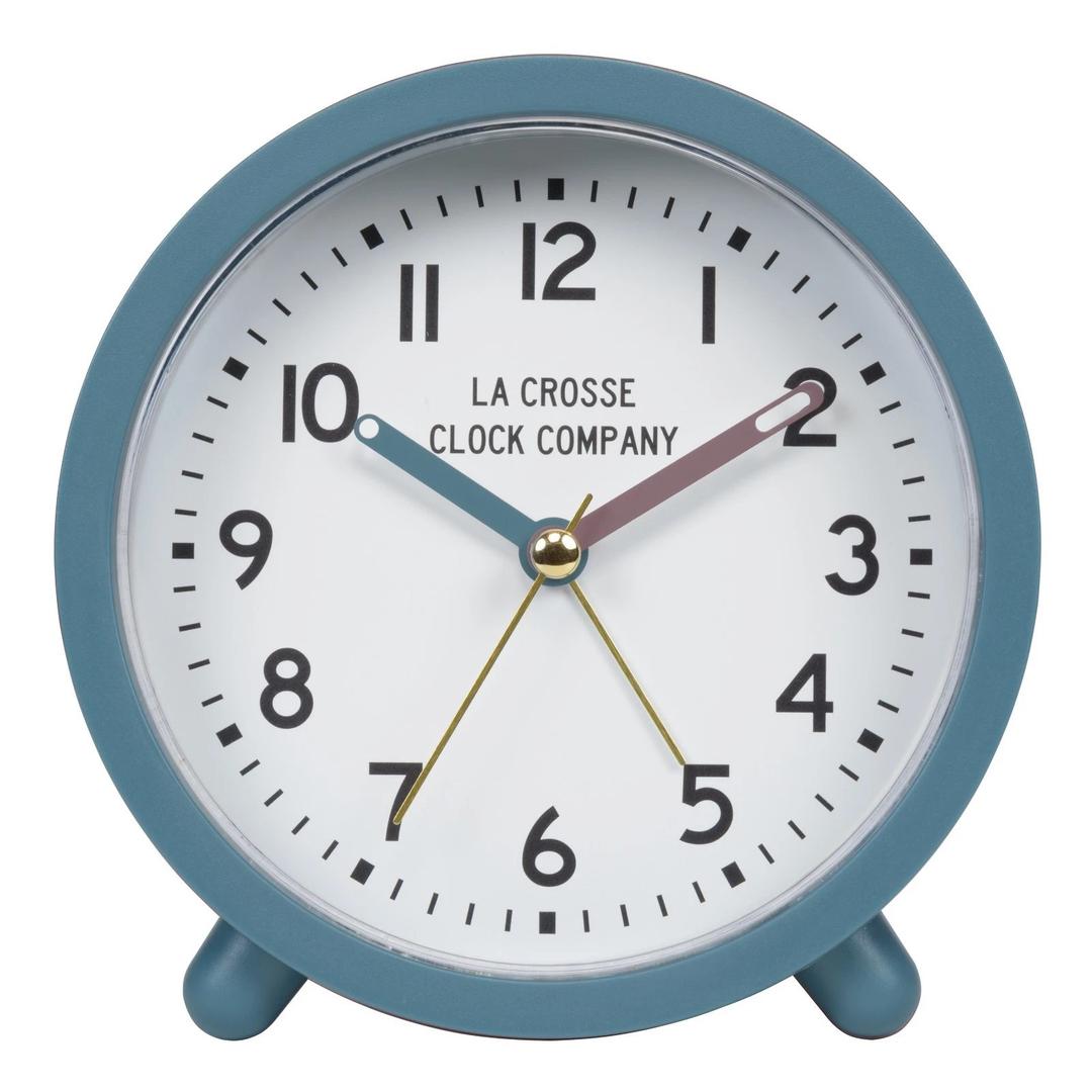 La Crosse Clock Co. 4.4" Analog Quartz Alarm Clock - Teal
